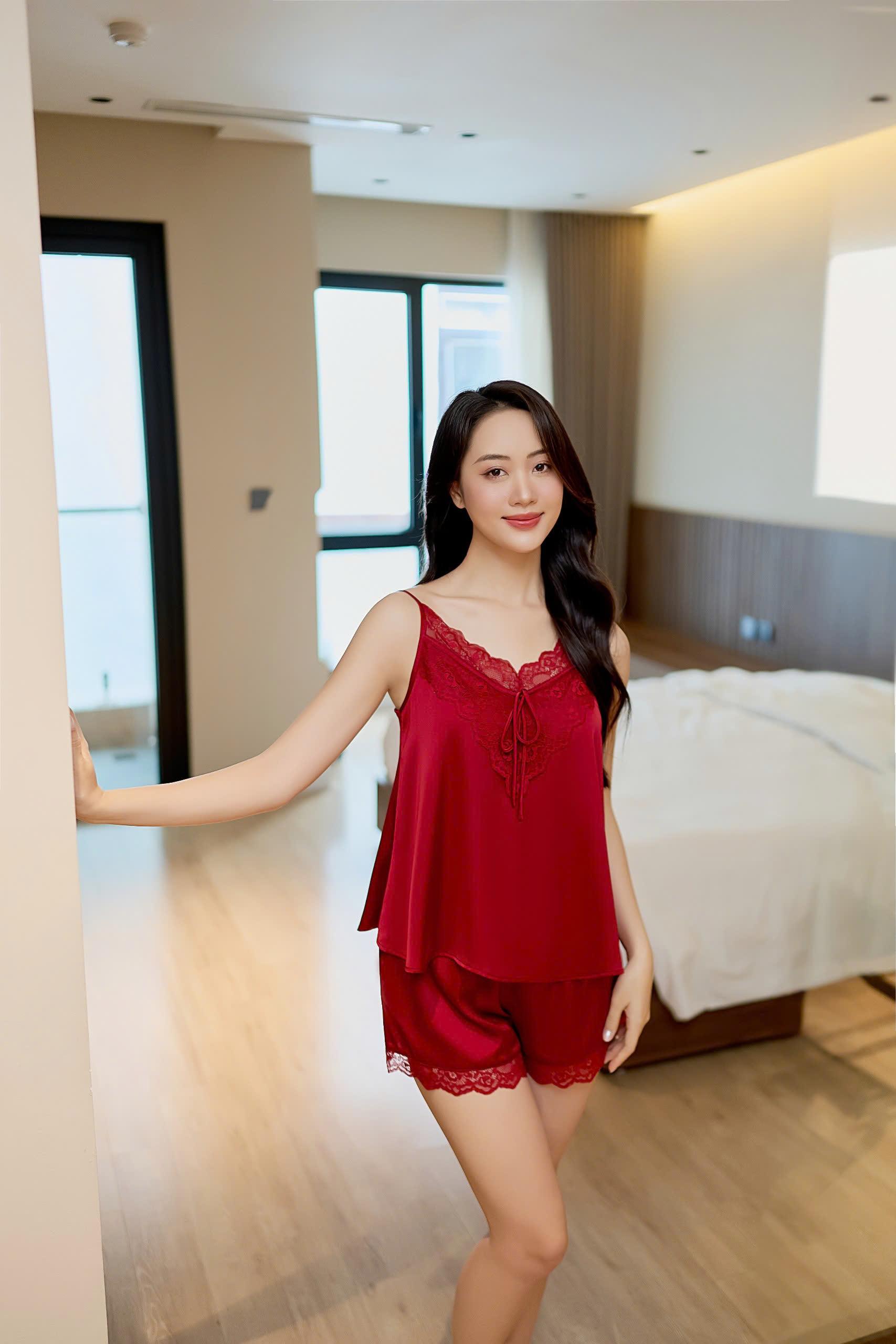 Bộ ngủ áo 2 dây, quần cộc BN543