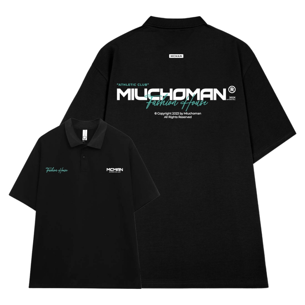 Polo nam đứng form tôn dáng PLD389 Miucho Man tay ngắn vải cotton Cổ trụ in basic_thumbnail_2