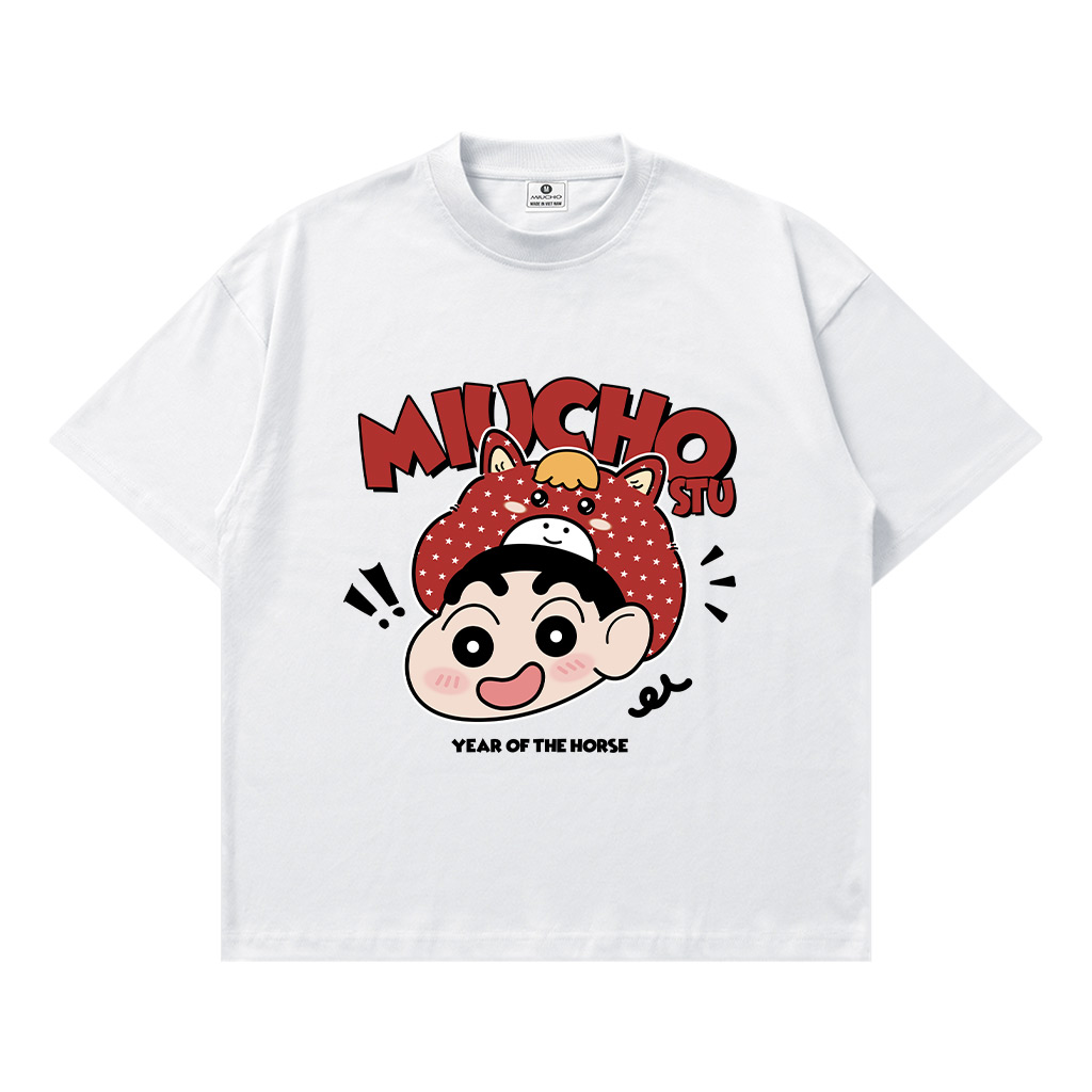 Áo thun boxy unisex Miucho vải thoáng mát dày dặn hình Cu Shin dễ thương Tết in mix 2941_thumbnail_0