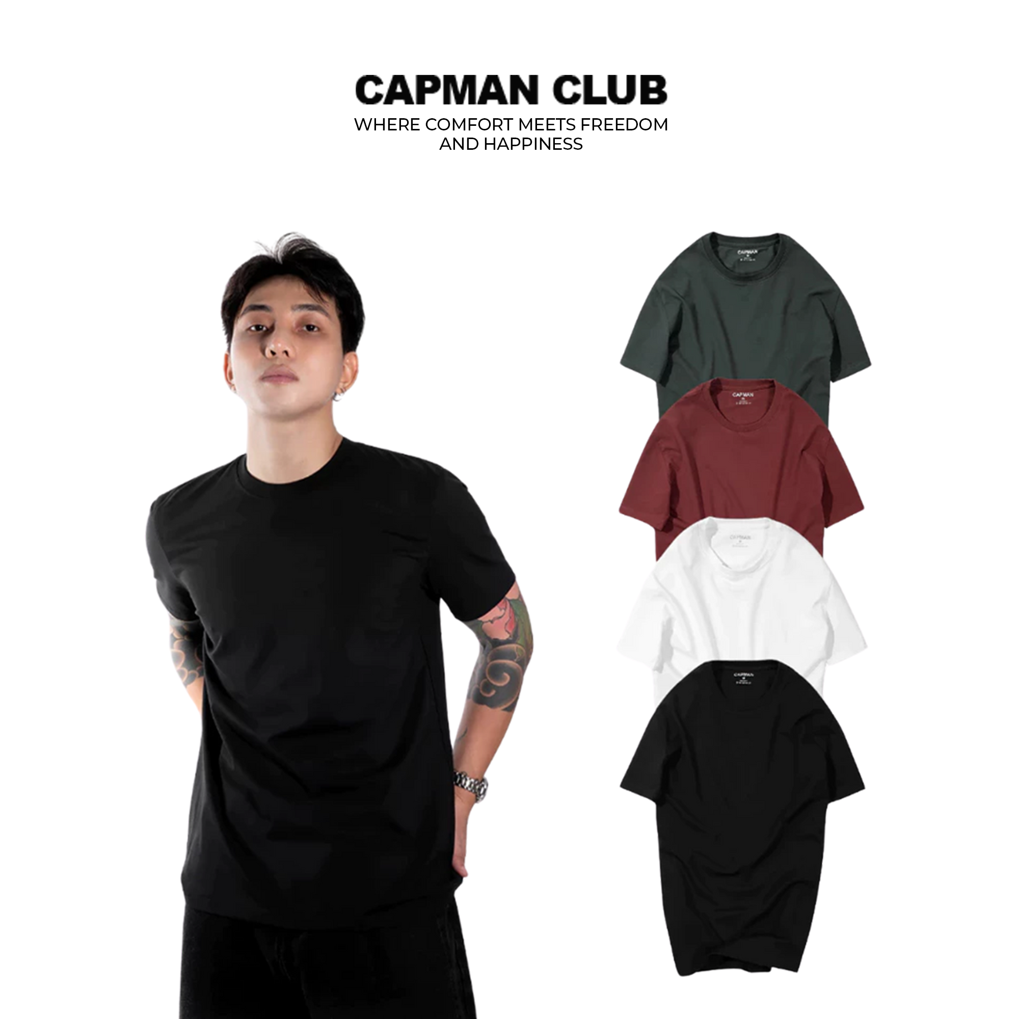Áo thun cổ tròn basic CAPMAN CLUB