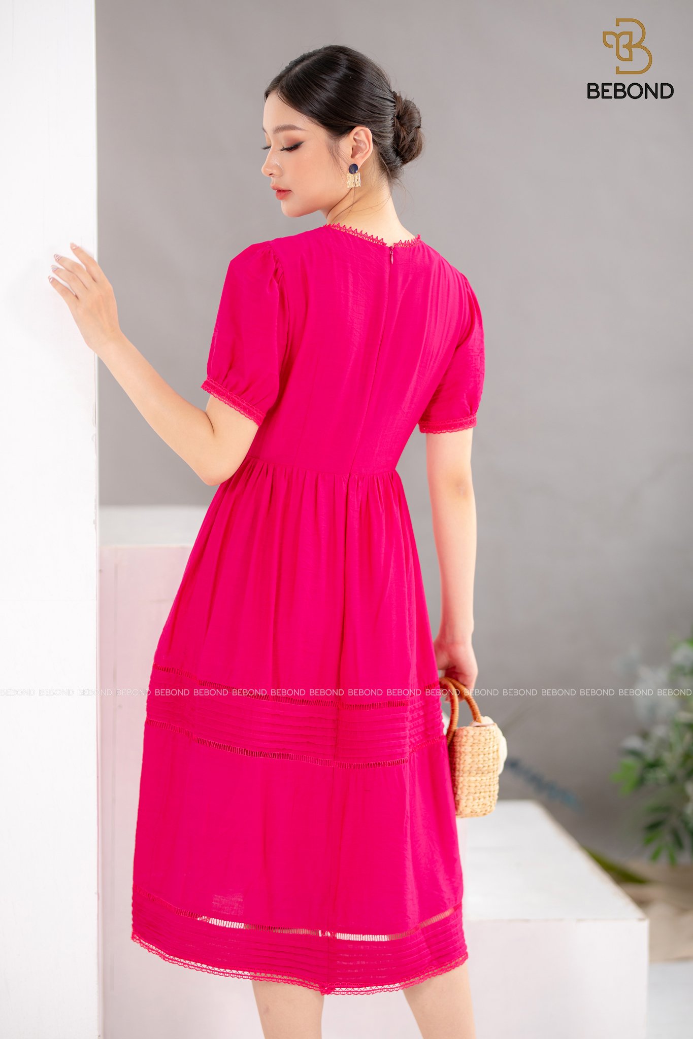 Đầm xòe cổ V màu HỒNG - Yuna Dress_thumbnail_1