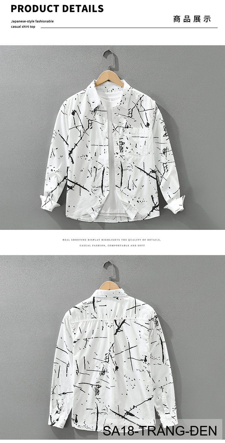 SA18 - Áo Sơ Mi Nam Tay Dài Phong Cách Nhật Bản In Hình Nghệ Thuật Dáng Rộng_thumbnail_11