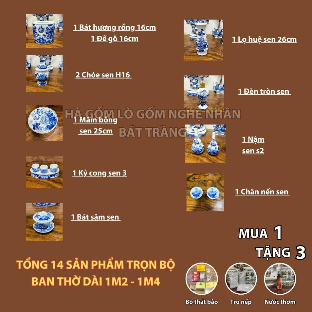 HG030 Đồ Thờ Cúng Bộ 14 món ban thờ 1M2 - 1M4 Men trắng nghệ nhân Bát Tràng chế tác TẶNG Thất Bảo, Tro Nếp_thumbnail_1
