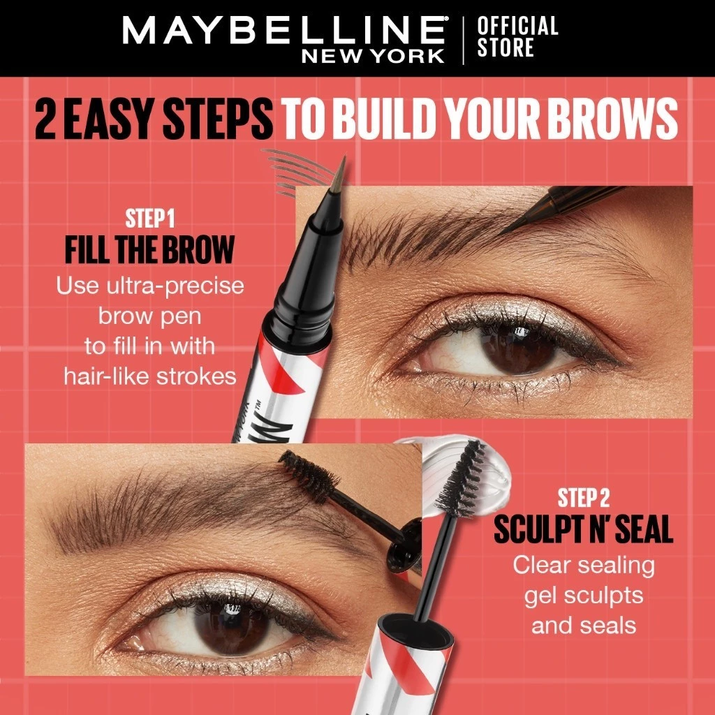 Maybelline Build-A-Brow 2-in-1 Brow Pen + Sealing Gel [Eyebrow, Eyebrow Pencil Brow, Eyebrow Gel]_thumbnail_4