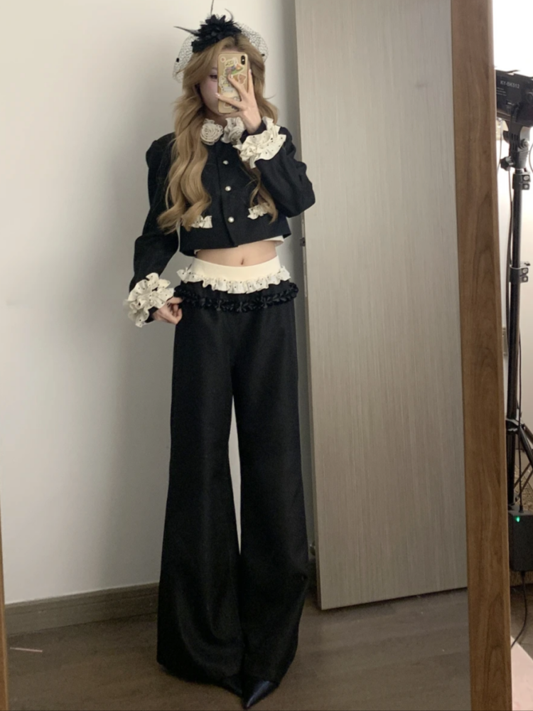 Set Vest Đen Viền Ren Trắng chấm bi Sang Trọng_thumbnail_4