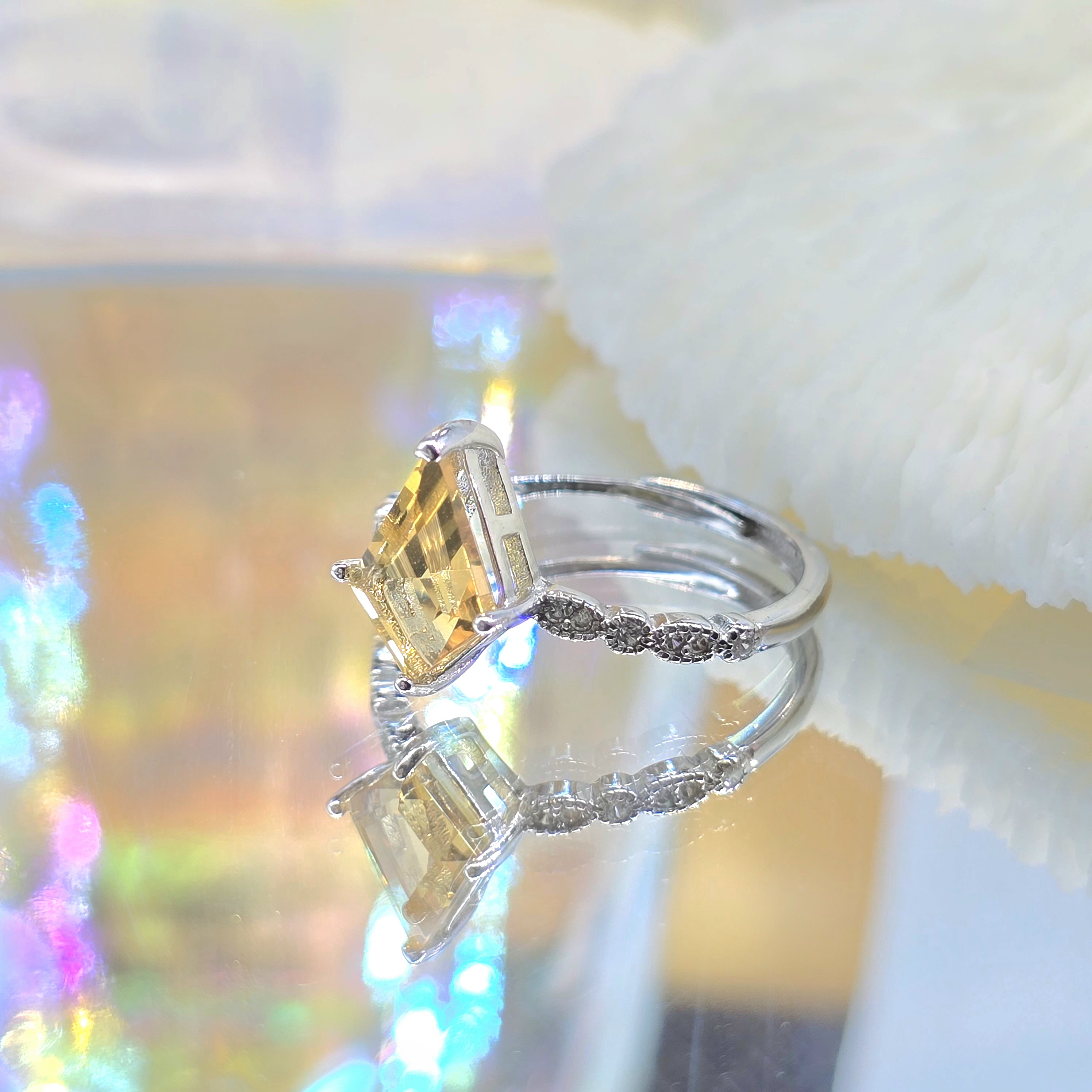 Nebula Crown Citrine - Nhẫn Freesize Khung Bạc S925 Mặt Citrine Facet_thumbnail_2