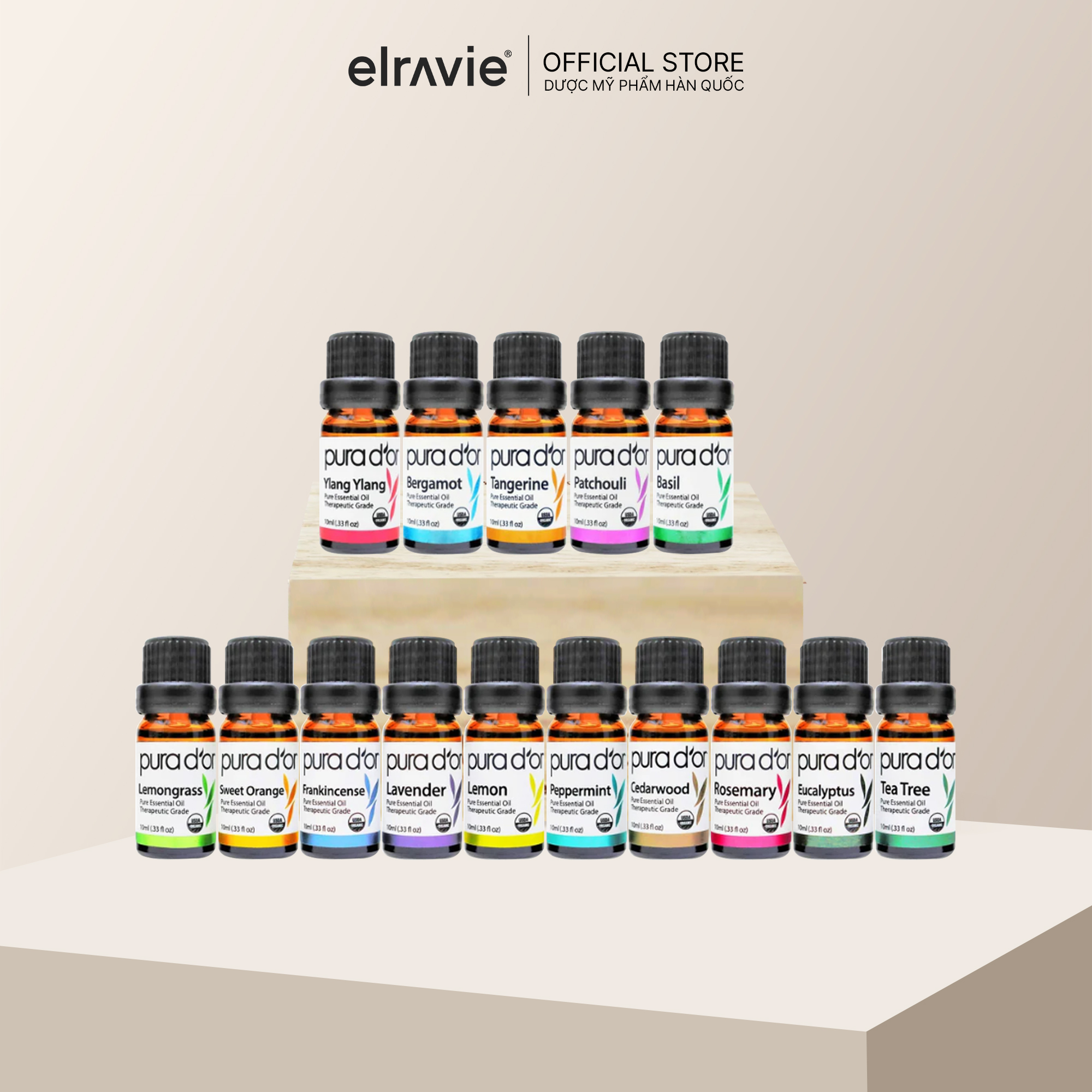 Bộ 16 Tinh Dầu Hữu Cơ PURA D’OR Sweet 16 Essential Oil Set - USDA Organic (10mlx16)