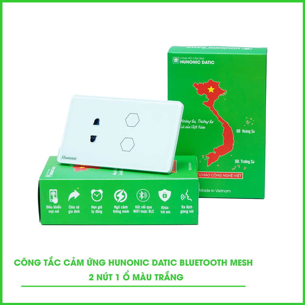 Công Tắc Cảm Ứng 2in1 BLE Mesh Hunonic Datic Màu Trắng