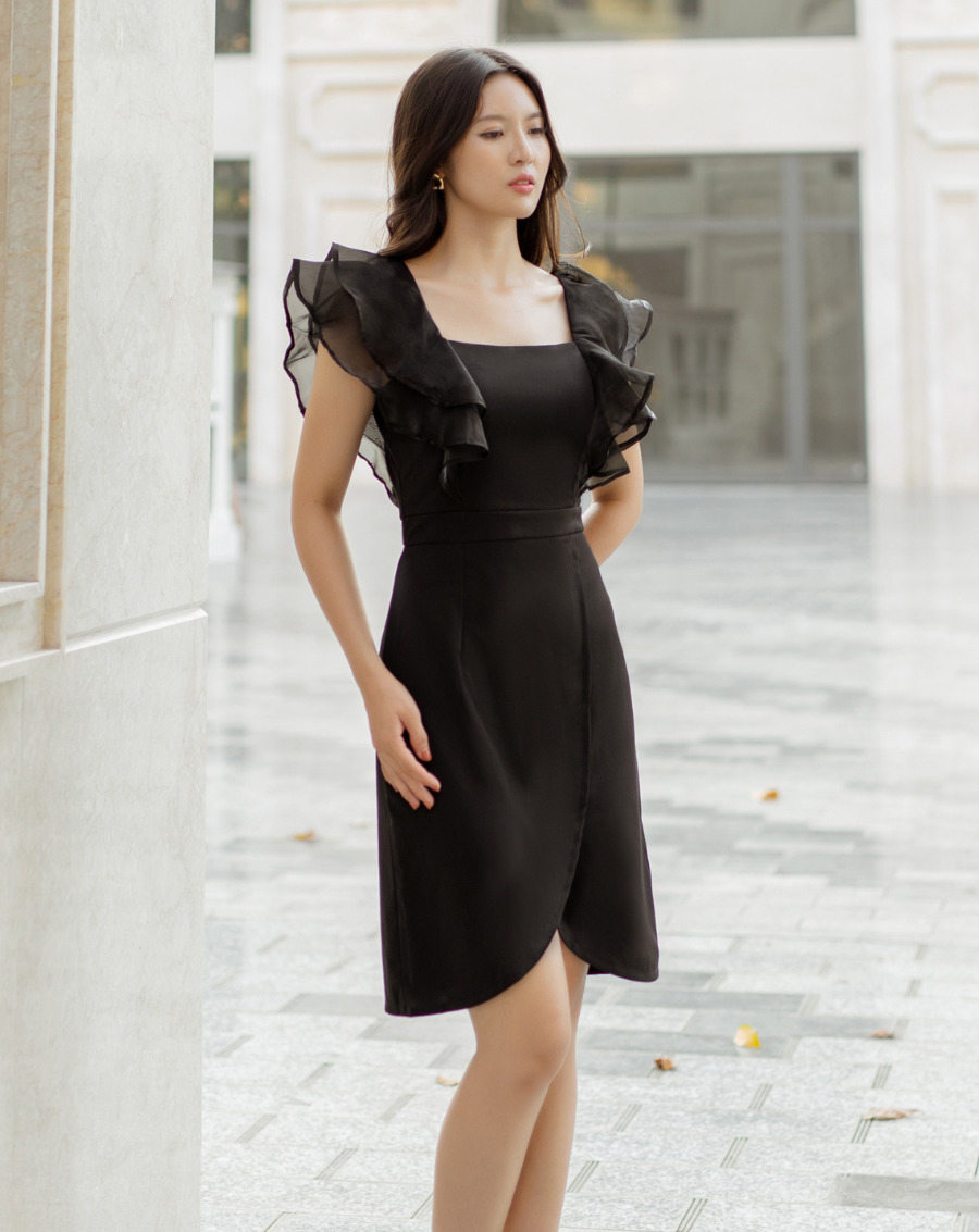 Đầm dự tiệc phối bèo cổ U_thumbnail_2