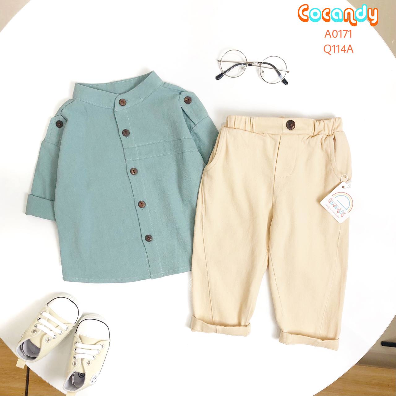 Áo dài đũi XANH cổ tàu_thumbnail_2