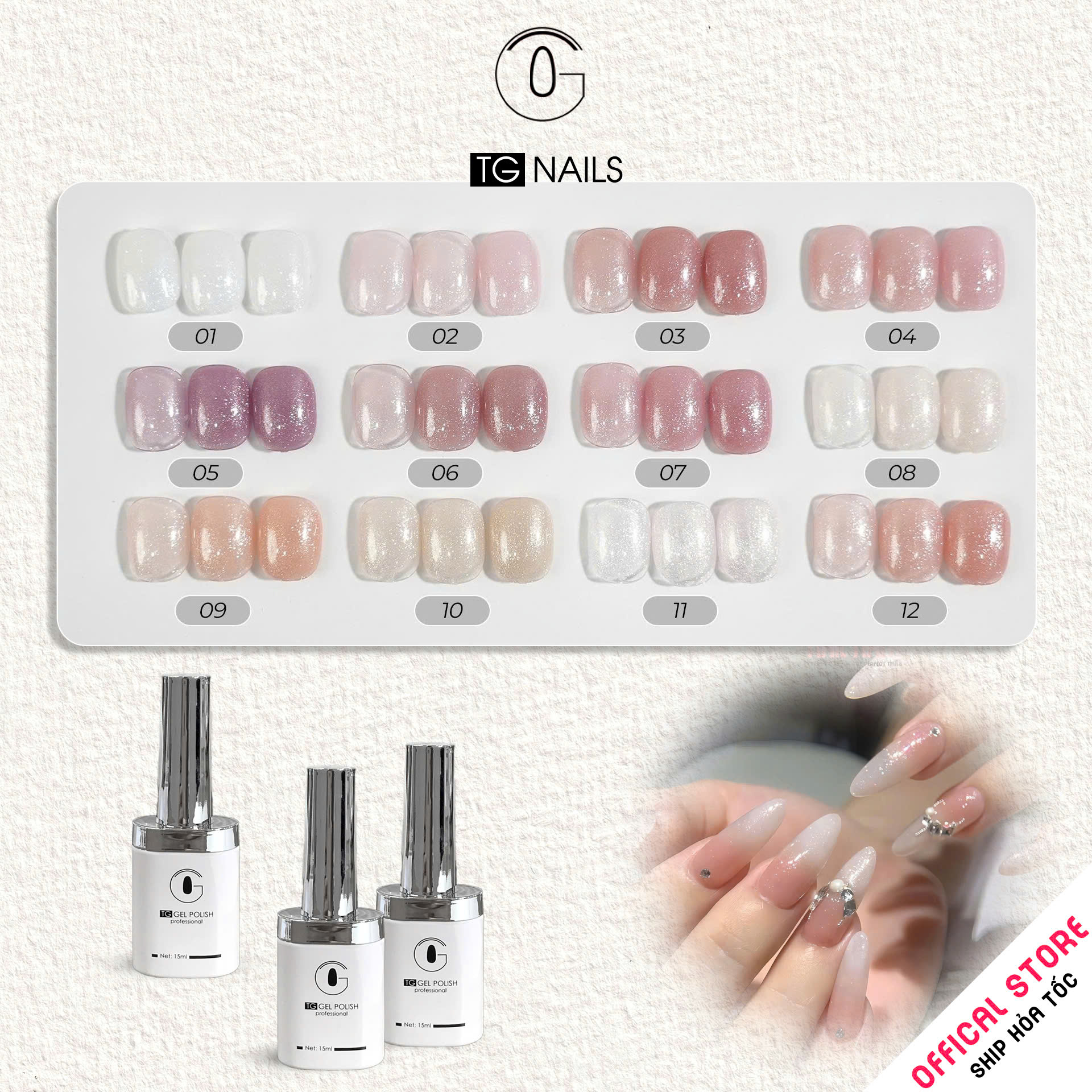 Sơn gel thạch nhũ TG cọ tròn chai 15ml