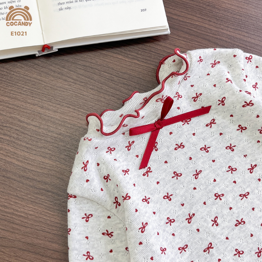 Áo dài XÁM nơ đỏ phối cổ nơ_thumbnail_3