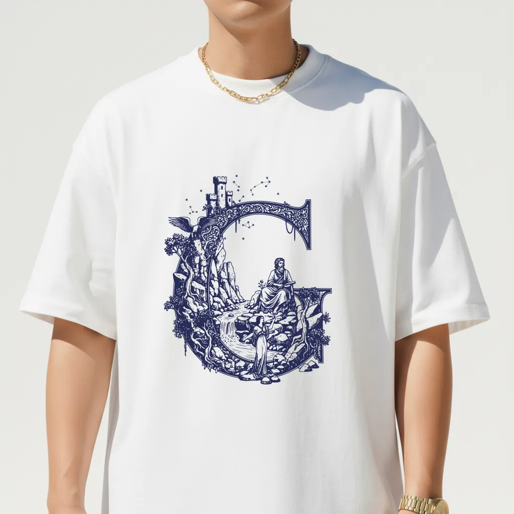 Áo thun oversize nam Miucho Iconic vải cotton thoáng mát cổ tròn tay ngắn trẻ trung in chữ cái G 2752_thumbnail_3