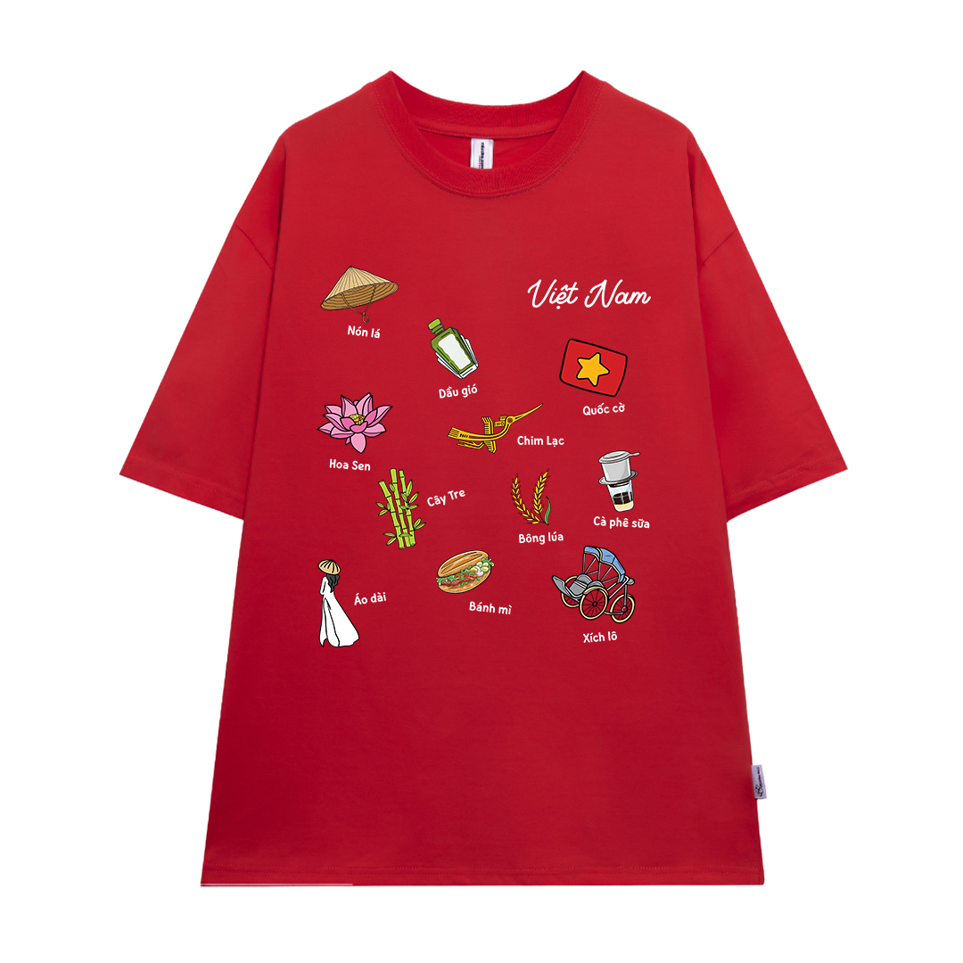 Áo thun nữ form rộng Việt Nam tôi yêu 2131 Miucho cổ tròn vải cotton 4c 220gsm thoáng mát in mix_thumbnail_0