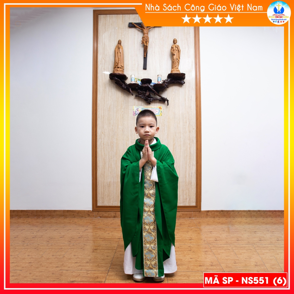 Bộ áo lễ linh mục nhí cho thiếu nhi (áo trong + áo ngoài) may theo yêu cầu - Cổ võ ơn gọi NS551_thumbnail_2
