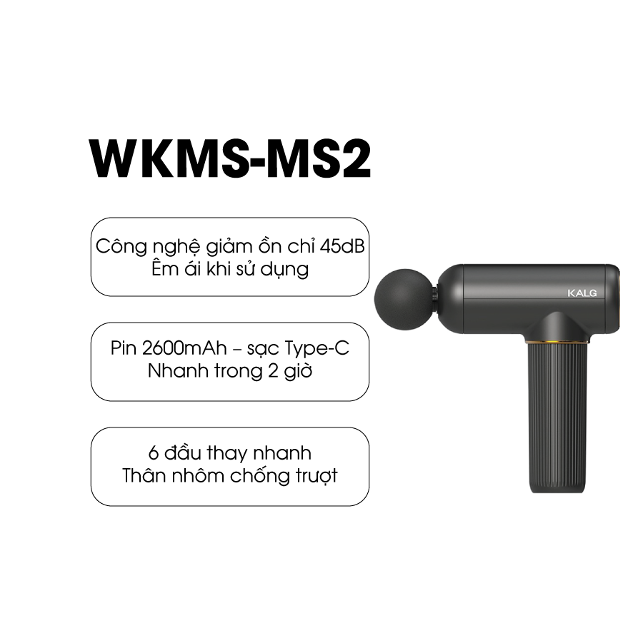SÚNG MASSAGE THƯ GIÃN CƠ ĐA TỐC ĐỘ WINKI MS2 WKMS-MS2