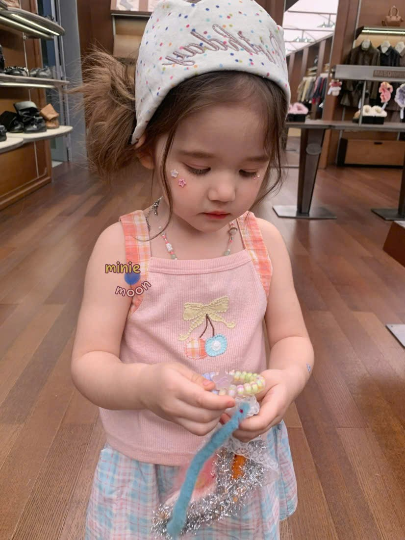 C158 - Áo hai dây thêu nơ cherry hãng Minie Moon (Sz90-130)