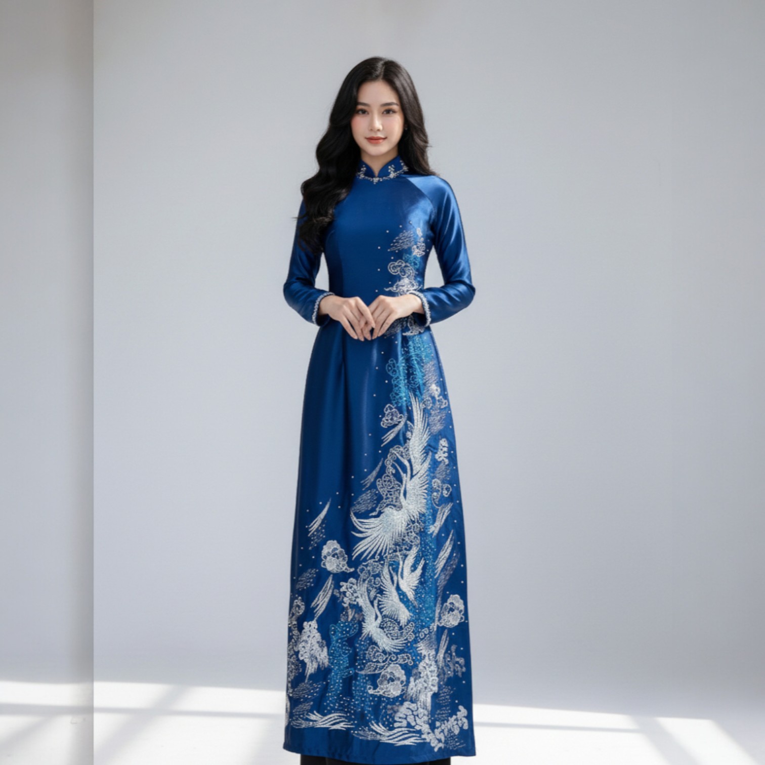 Áo Dài Mẹ Thêu Kết Phượng Vũ - Cao quý, sang trọng, quyền uy - Vải Rybu AM25-01