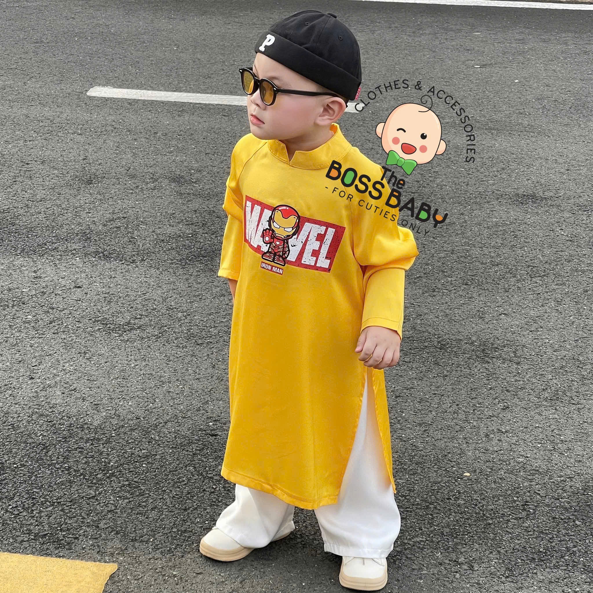 Set áo dài vàng iron man