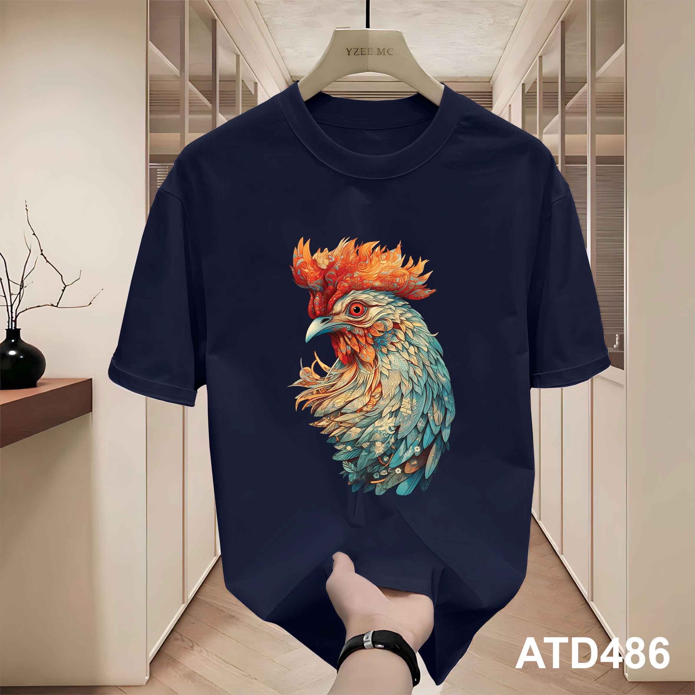 Áo thun nam form rộng 12 con giáp tuổi Dậu ATD486 Miucho Iconic cotton cổ tròn in graphic_thumbnail_3