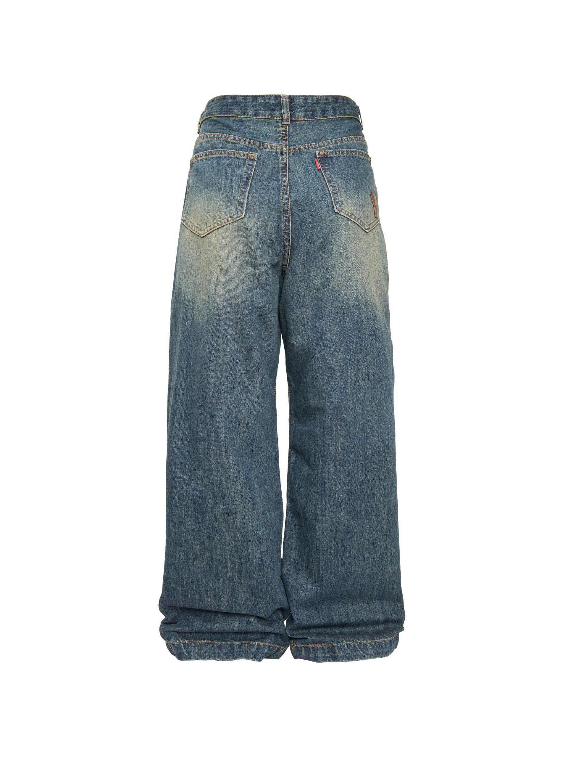 BIGSIZE- Quần jean suông thêu V T-QJ387