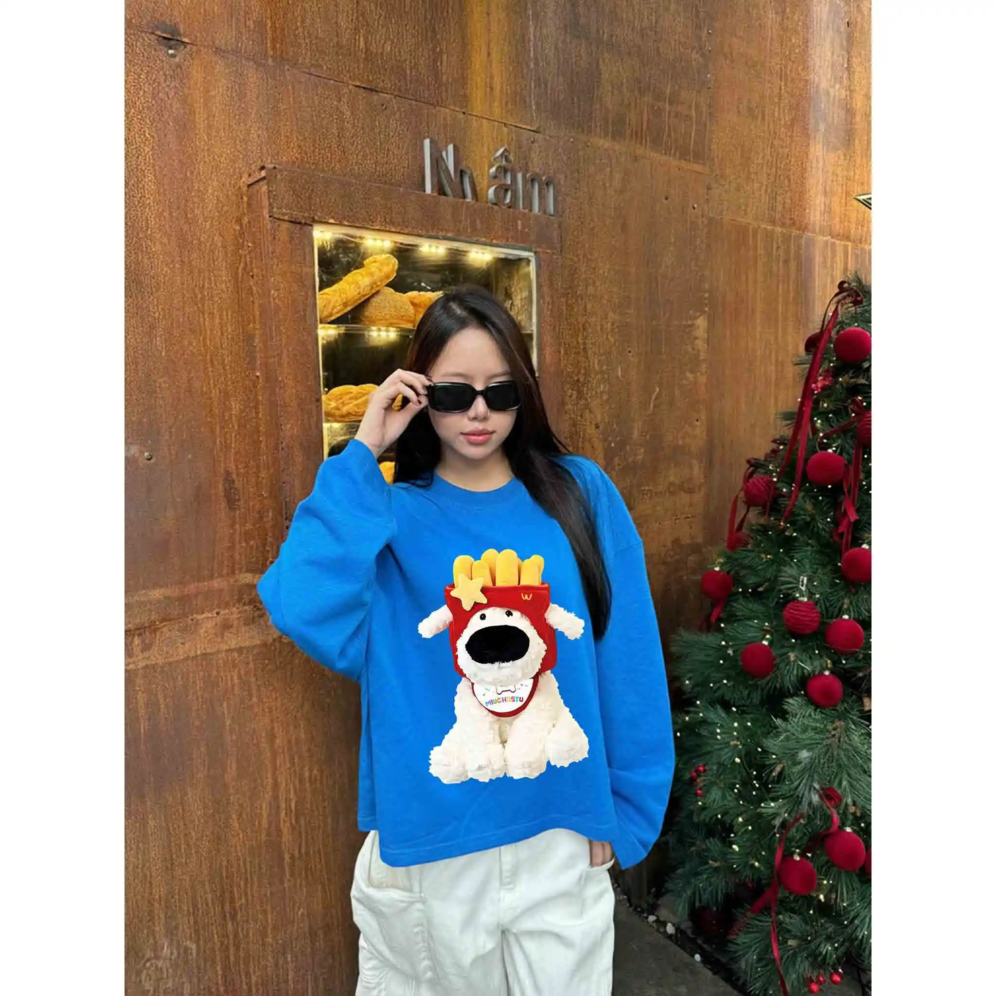 Áo thun form boxy tay dài Miucho vải cotton thoáng mát thoải mái dễ phối hình cũn in mix 2801_thumbnail_4