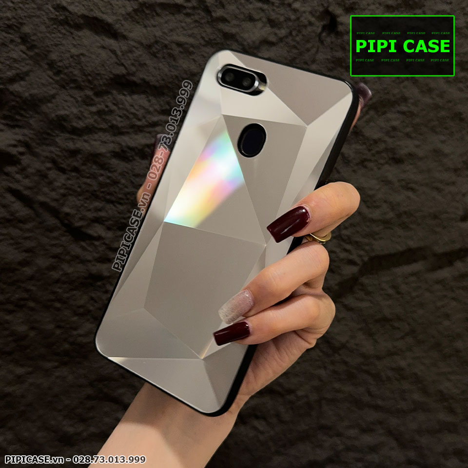 Ốp Lưng Oppo F9 - Kim Cương 6D - Bạc
