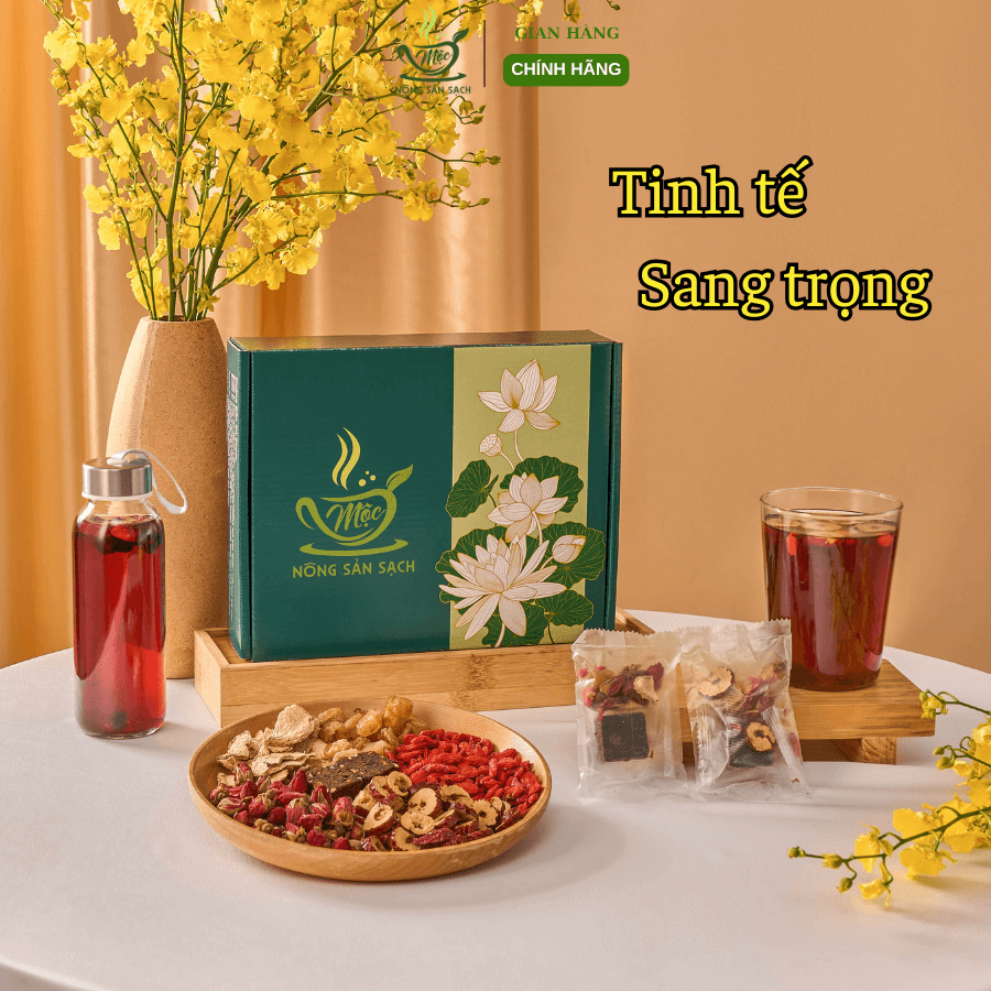 Trà Gừng đường nâu( Hộp 30 gói) + Tặng 1 chai thuỷ tinh + Tặng túi_thumbnail_2