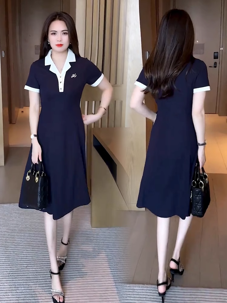 16754-Đầm xòe phối cổ bẻ tay ngắn viền trắng ( thun nhật)_thumbnail_1