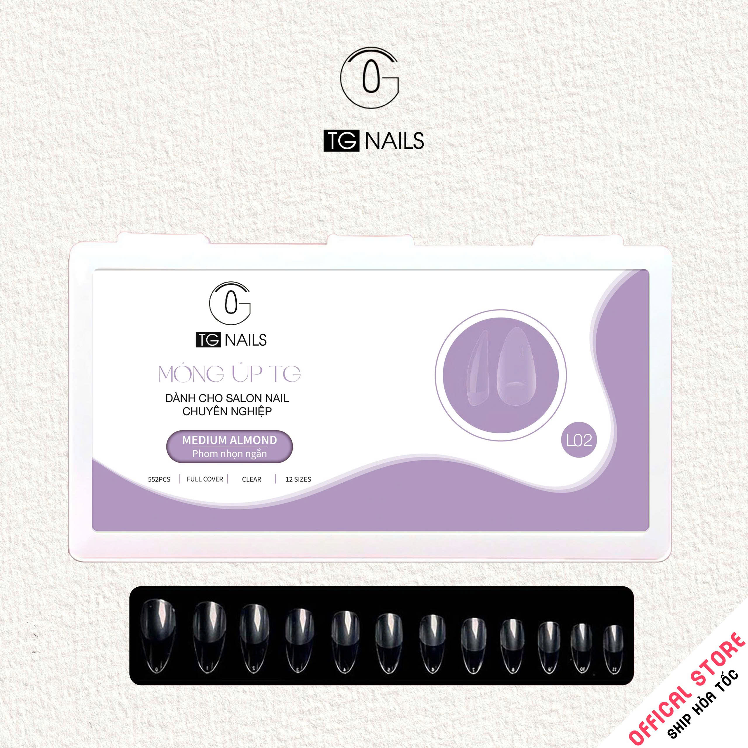 Phụ kiện gắn móng: Móng tay giả, kt(L1.2- 2.5*1.3)cm(+/-10%), chất liệu nhựa, nhãn hiệu TG, mới 100%._thumbnail_8