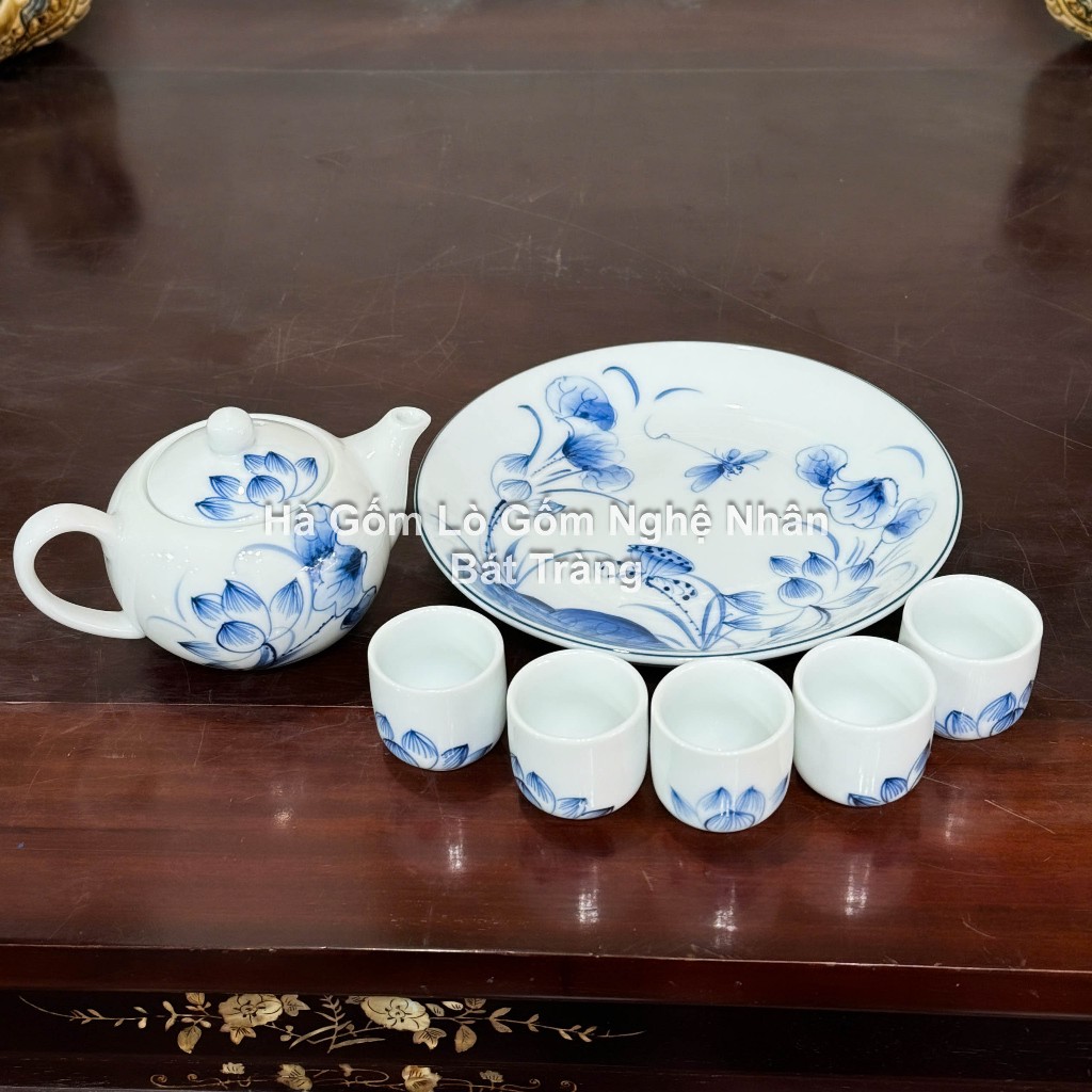 Ấm Chén Thờ Cúng MEN SEN CHÀM Bát Tràng - hàng chuẩn Bát Tràng - Nghệ nhân chế tác