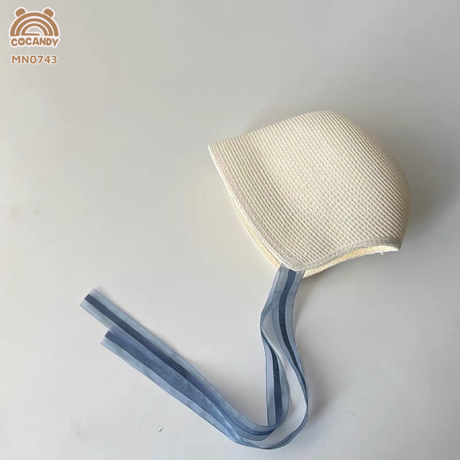 Mũ cói tròn trơn BE dây XANH