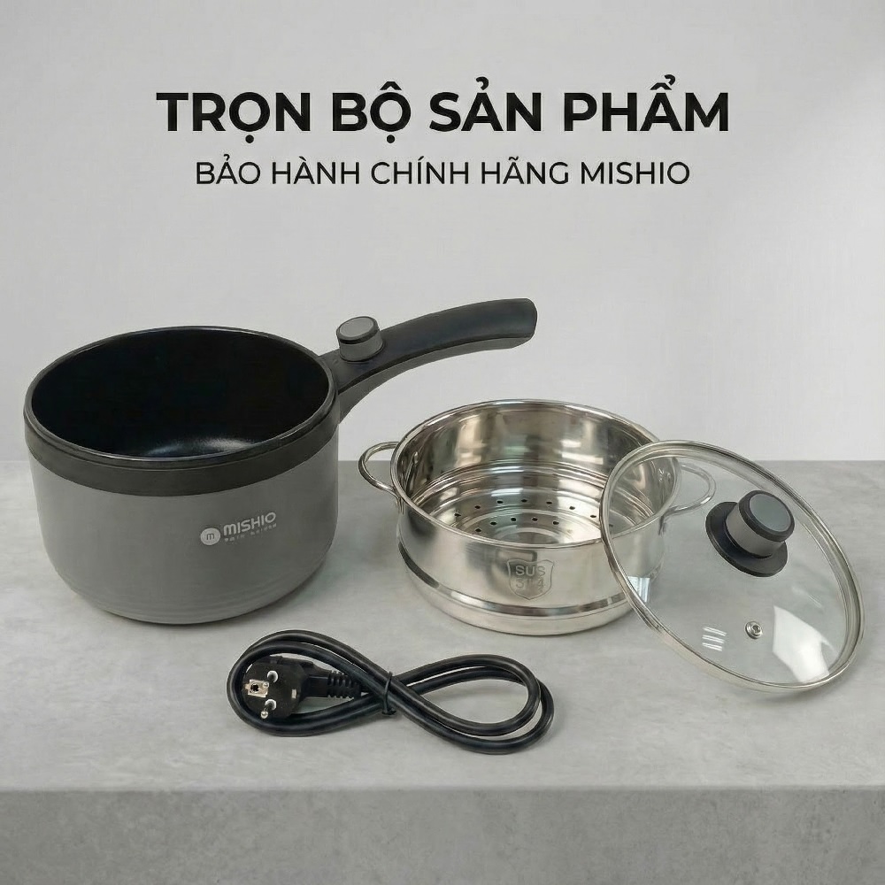 Nồi nấu đa năng Mishio MK321 | Dung tích 1.5L kèm xửng hấp inox 304_thumbnail_9