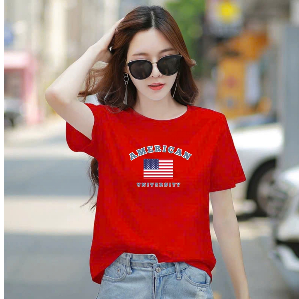 [Form Rộng] Áo thun nữ LOZA 'AMERICAN' - Áo phông nữ dáng rộng hình cờ Mỹ - Mã RT8201_thumbnail_2