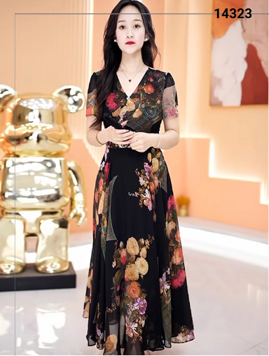 14323-Đầm maxi voan tay ngắn cổ tim cách điệu  (voan,lót)_thumbnail_1