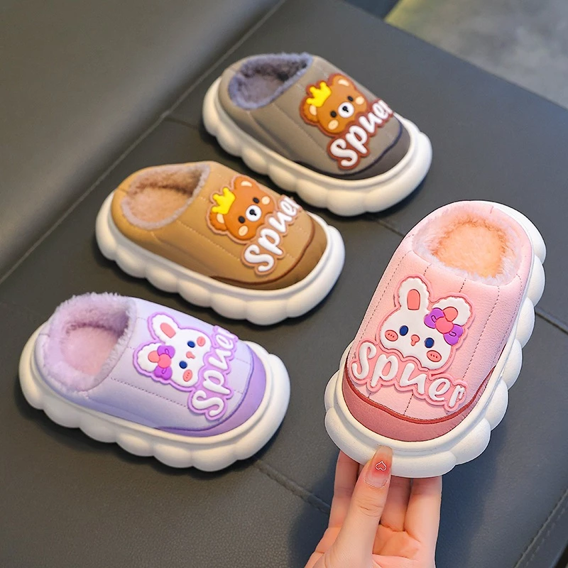Dép Sục Spuer Cho Bé Họa Tiết Gấu Thỏ Siêu Cưng, Giữ Ấm Cực Tốt