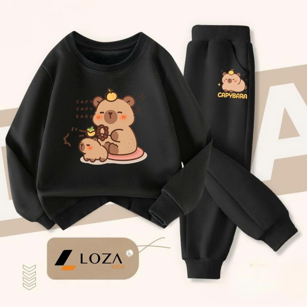 Bộ nỉ bé gái, bé trai hình 2 con Capybara - Loza Kids BI485_thumbnail_3