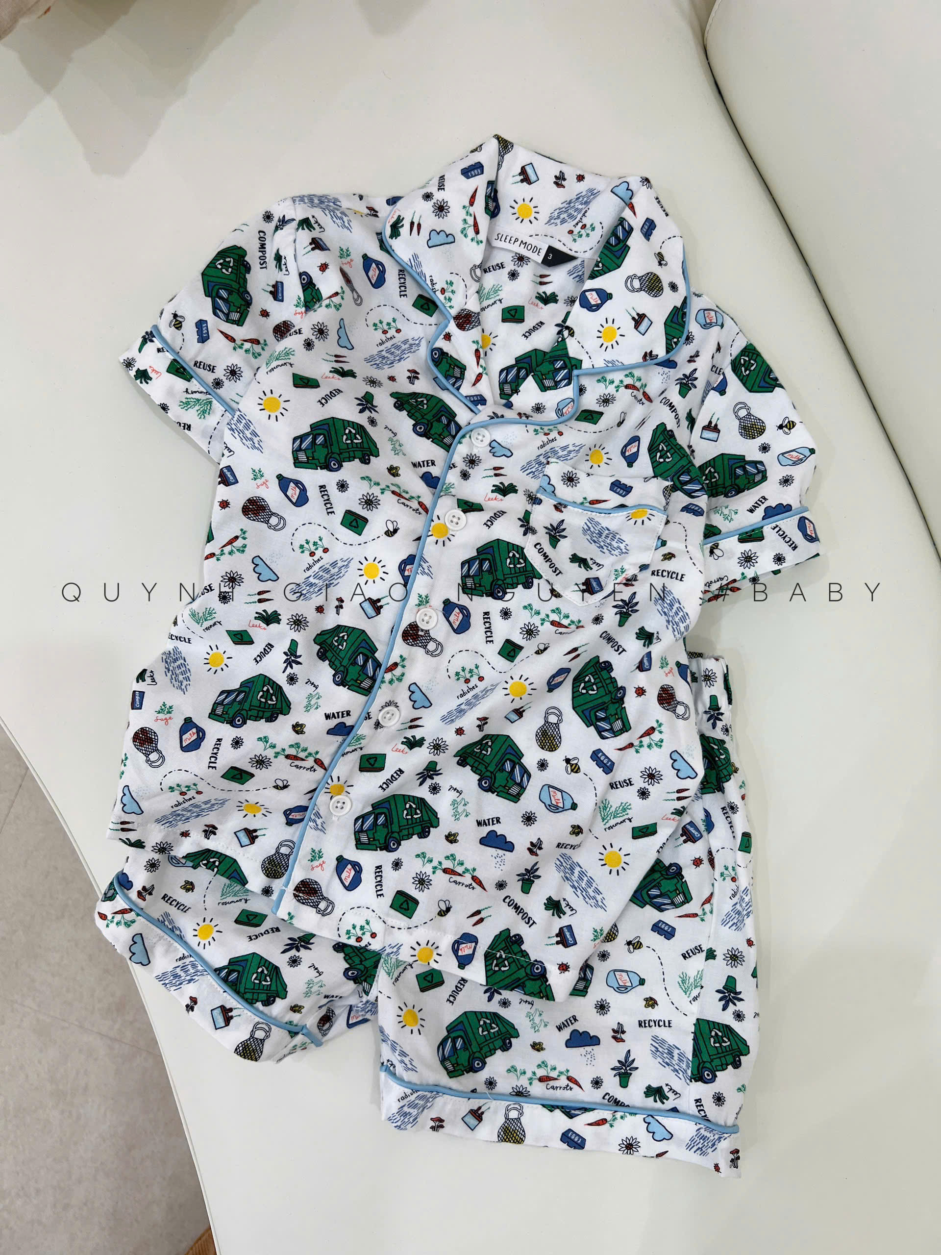 Set bộ đùi pijama bé trai ( TRẮNG )_thumbnail_1