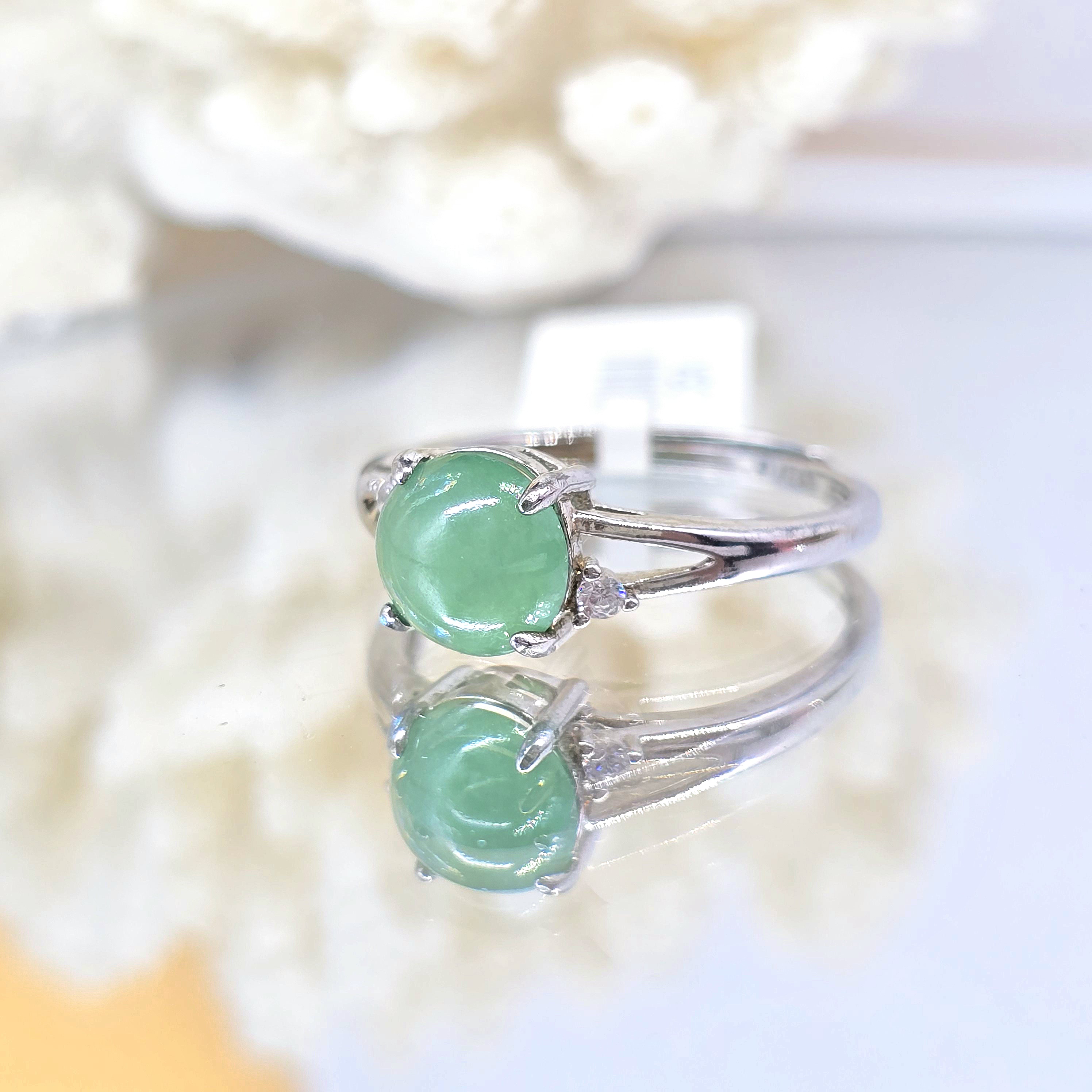 Nhẫn Đá Cẩm Thạch Phỉ Thúy Type A Myanmar Khung Bạc S925 Freesize_thumbnail_4