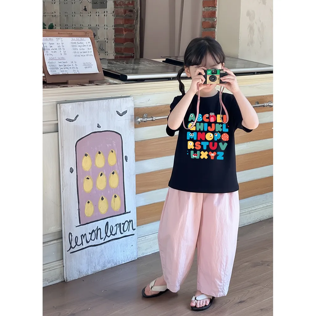 Áo thun cho bé Bảng chữ cái Kado vải cotton thoáng mát mềm mại tay ngắn cổ tròn in artwork 2928_thumbnail_5