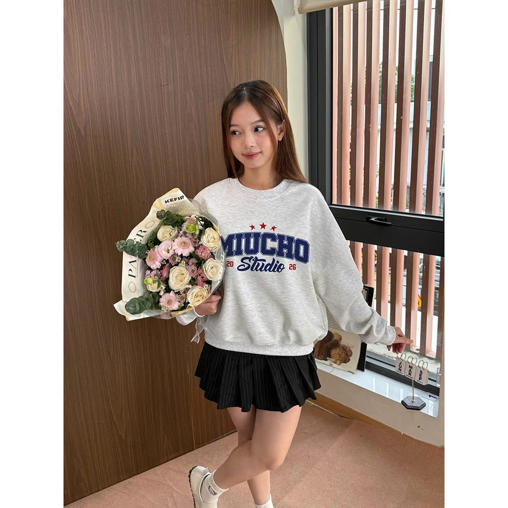 Áo Sweater boxy nam nữ Miucho nỉ 2 da thoáng mát tay dài cổ tròn basic 2952_thumbnail_4