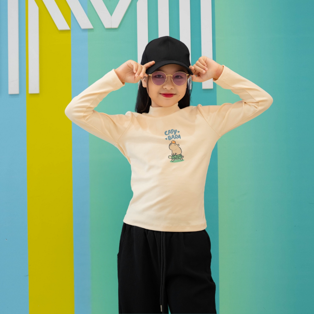 Áo thun bé gái tay dài chất liệu cotton bozip - Áo cổ trẻ em cổ lọ - LOZA G0221_thumbnail_1