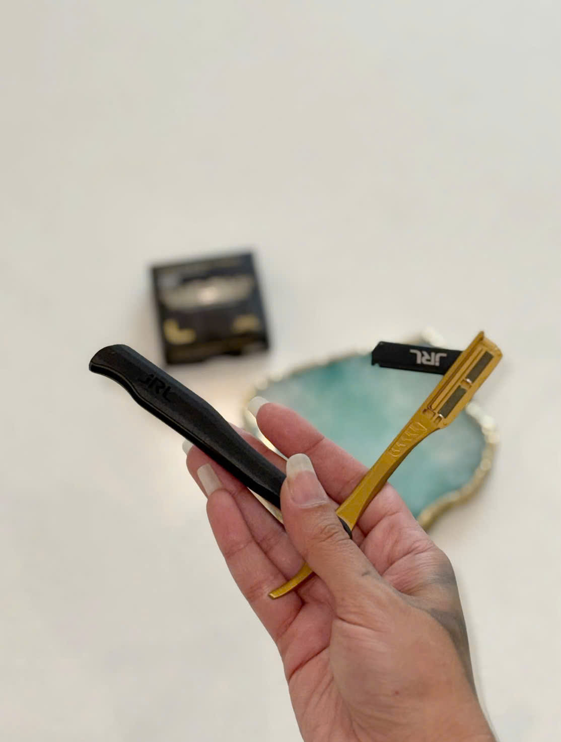 Cán dao cạo jRL chính hãng Black Magnetic Straight Edge Razor_thumbnail_5