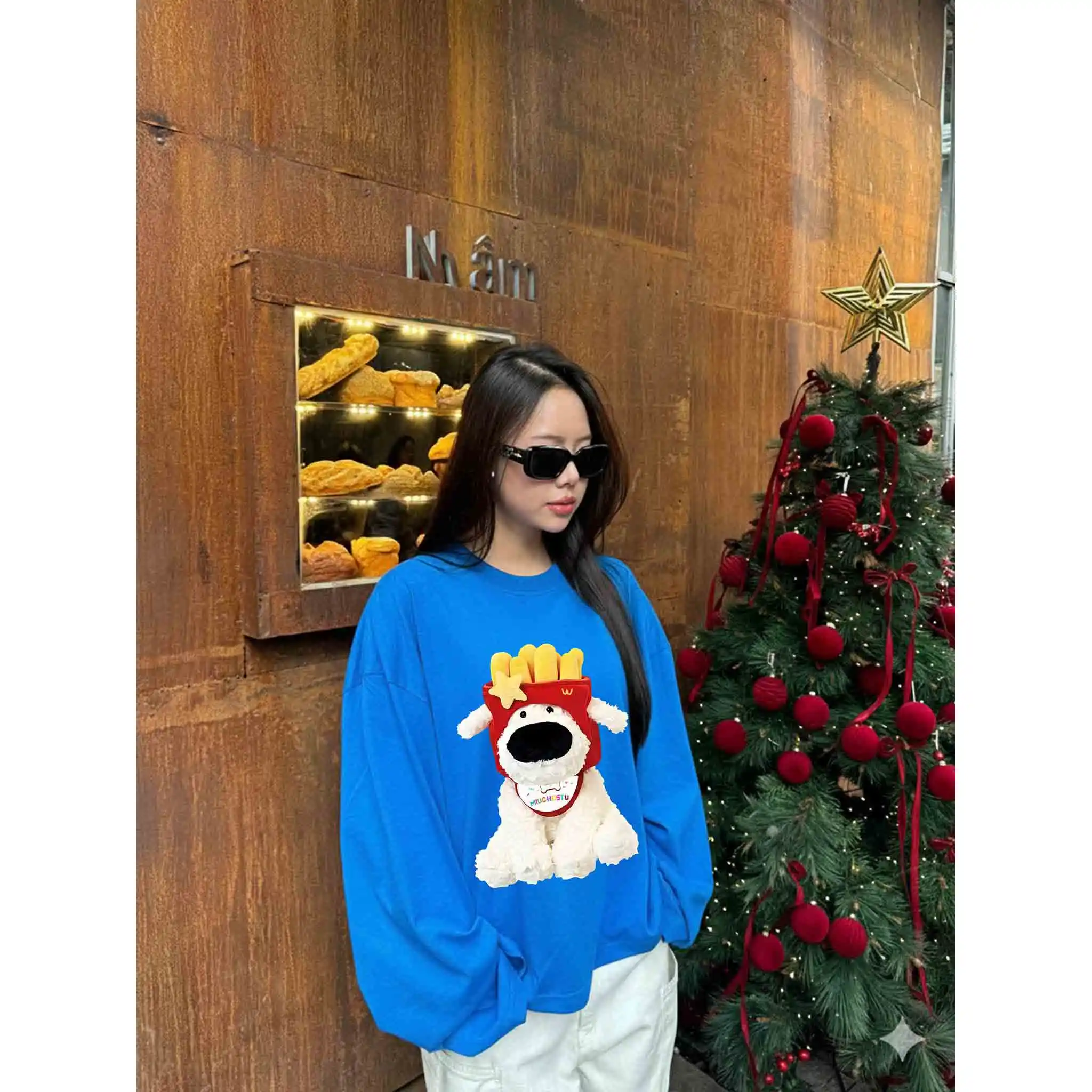 Áo thun form boxy tay dài Miucho vải cotton thoáng mát thoải mái dễ phối hình cũn in mix 2801_thumbnail_2