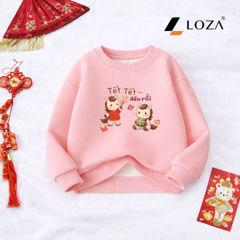 Áo nỉ sweate bé trai, bé gái hình Tết 2026 - Loza Kids IN3520_thumbnail_0