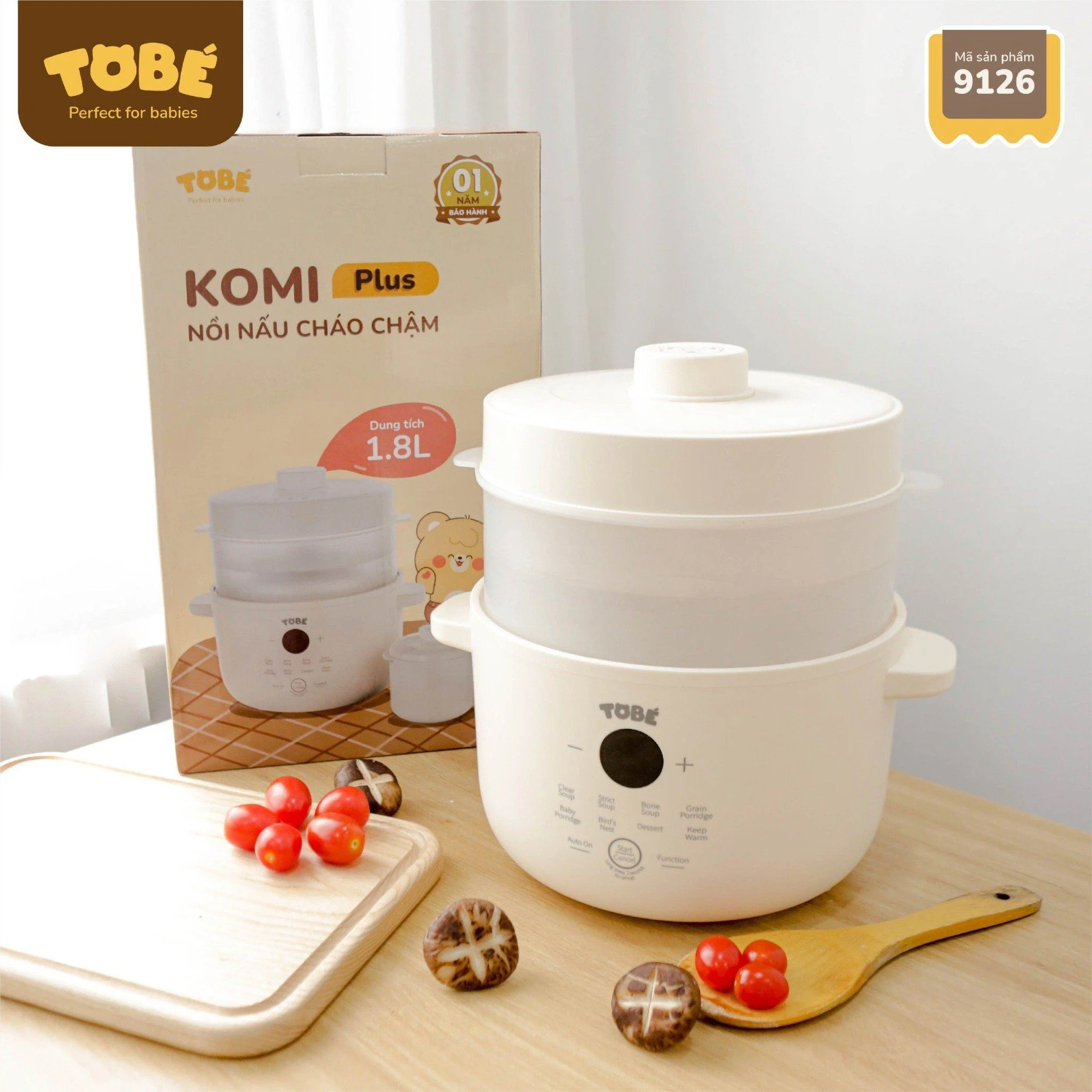 Nồi nấu cháo chậm Komi Plus ( White) TOBE_thumbnail_1