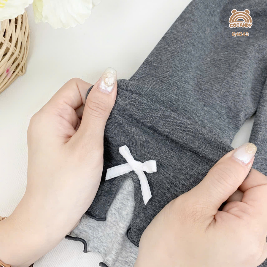 Quần dài legging ĐEN phối XÁM  gấu sóng nơ_thumbnail_4