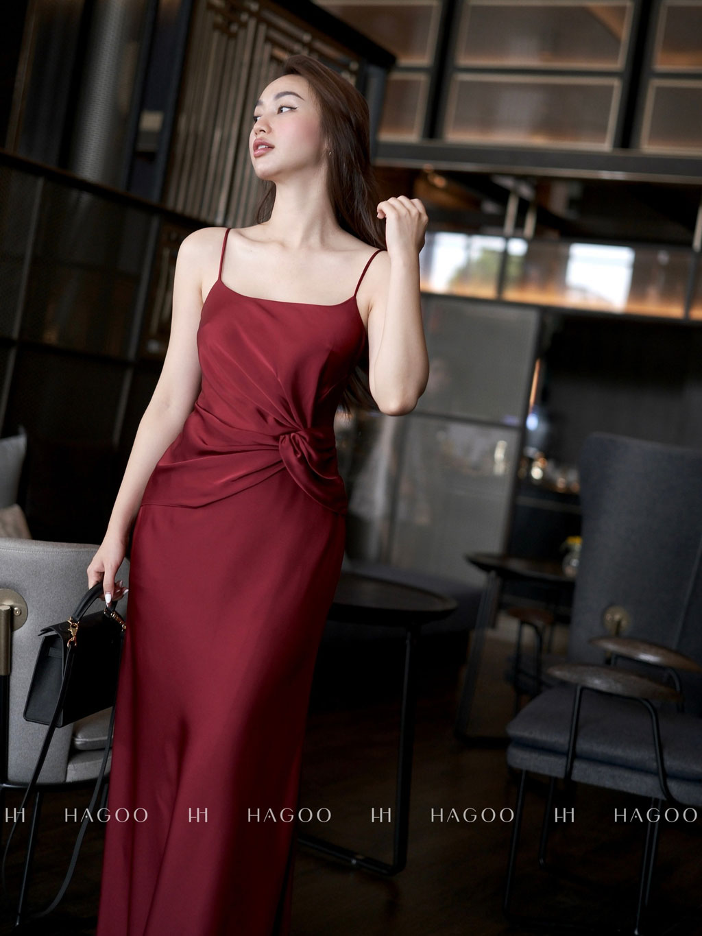 Váy lụa hai dây xoắn eo HAGOO_thumbnail_6