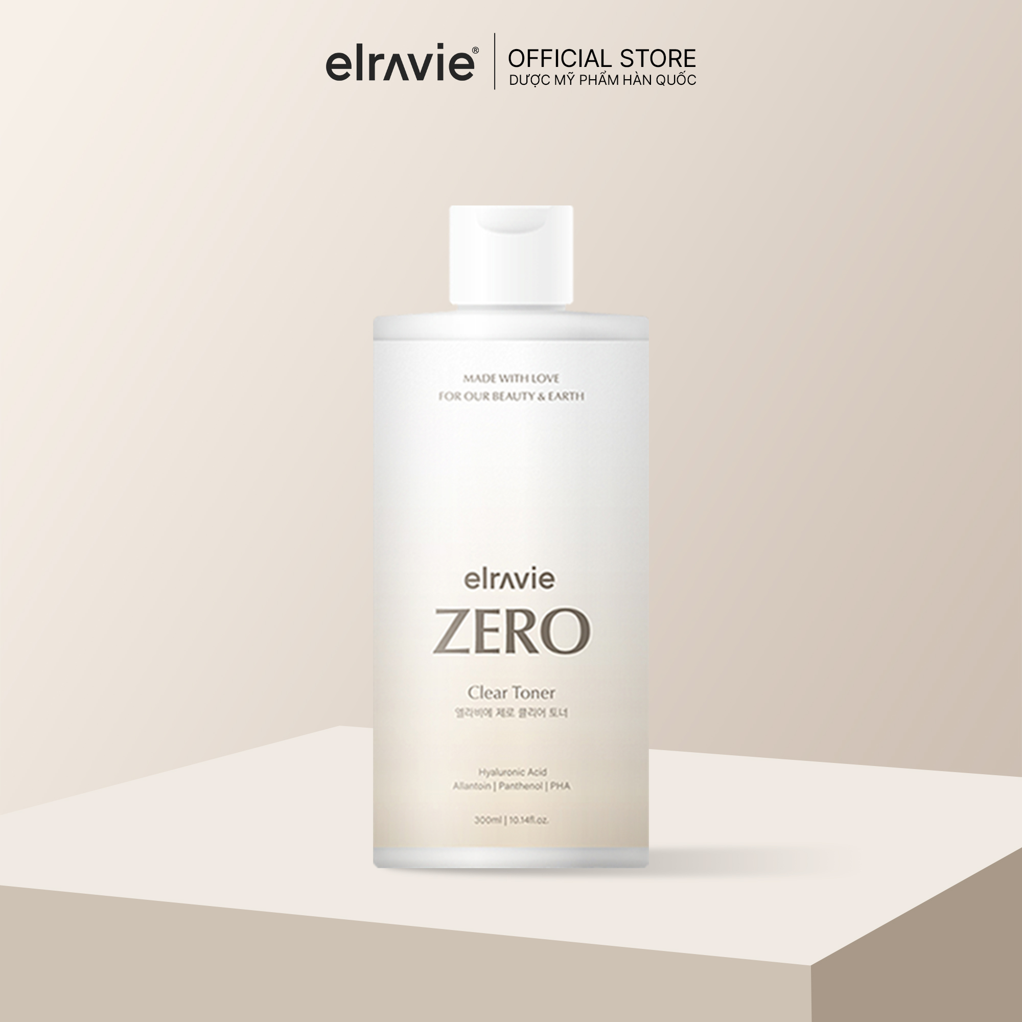 Nước cân bằng thuần chay Elravie Zero Clear Toner 300ml