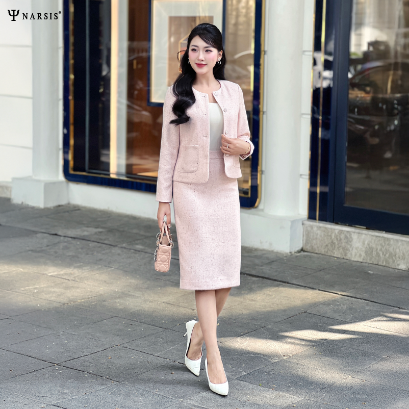 Set Dạ Nữ Narsis M24034 Chất Liệu Tweed Mềm Mịn, Thiết Kế Sang Trọng, Phù Hợp Mặc Tết_thumbnail_2